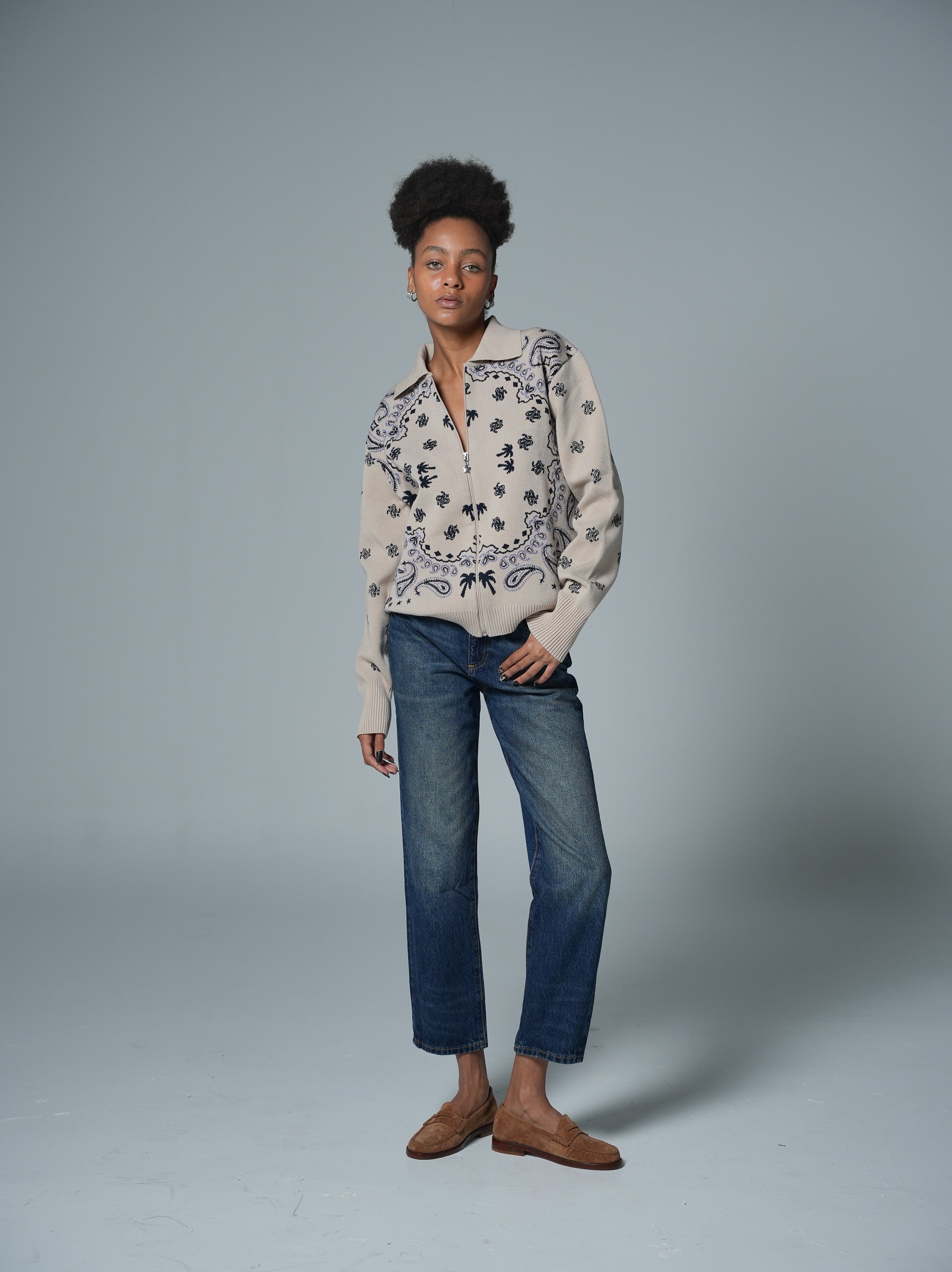 The Paisley Zip-Up Cardigan