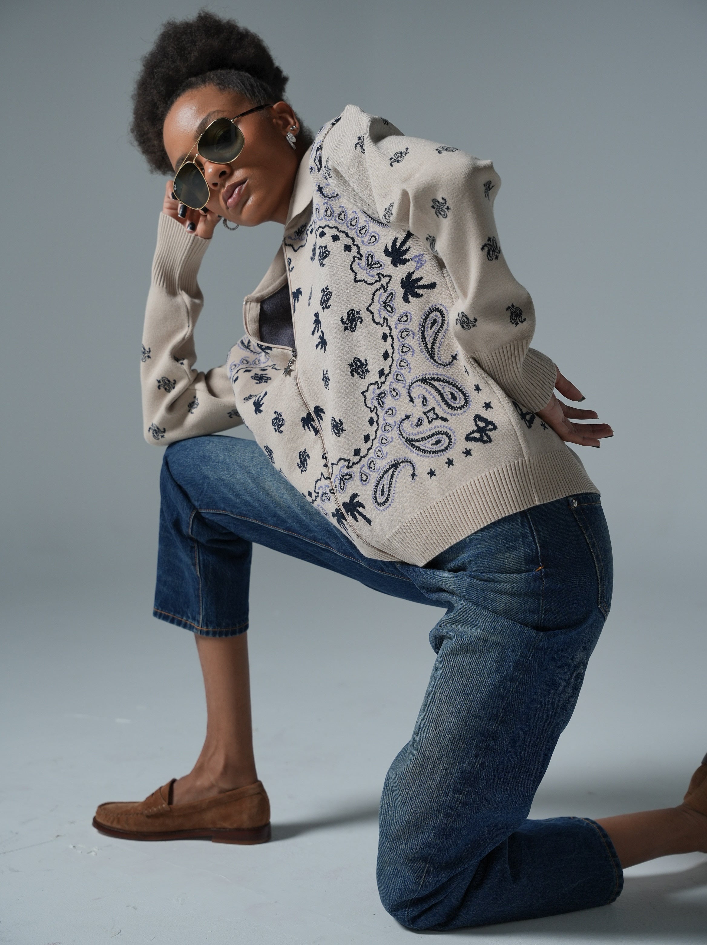 The Paisley Zip-Up Cardigan