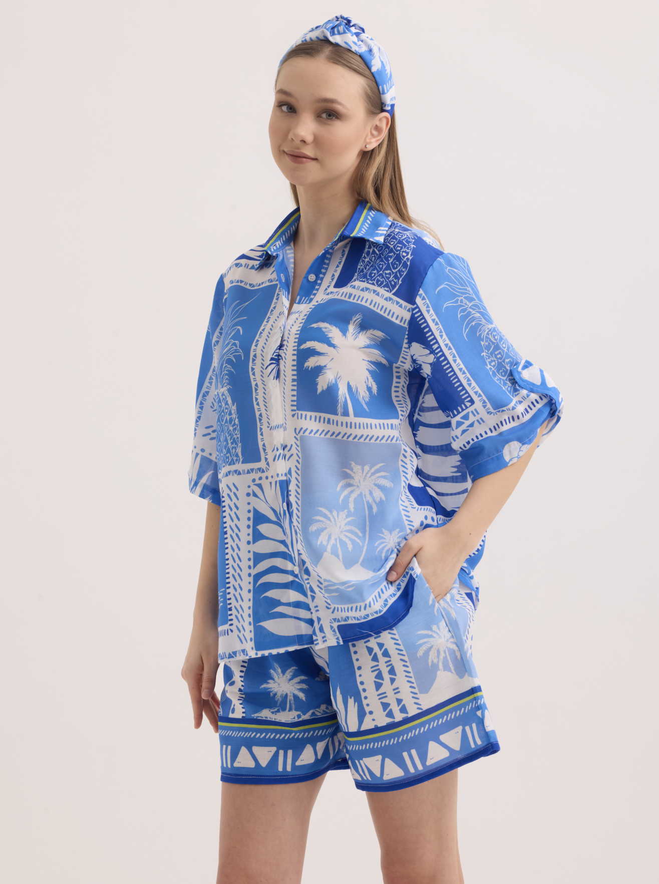 The VENDITA Tropical Patchwork Shorts